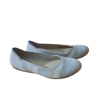 Rothy's Golden Big Stripe Womens Round Toe Beige Ballet Flats Size 9 1/2